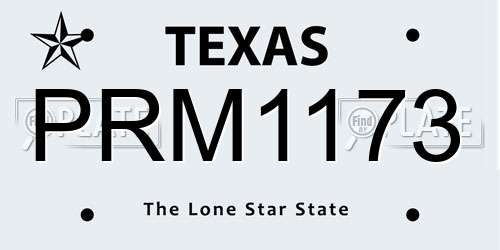 PRM1173 Texas License Plate