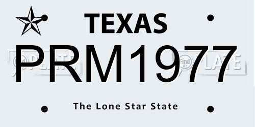 PRM1977 Texas License Plate