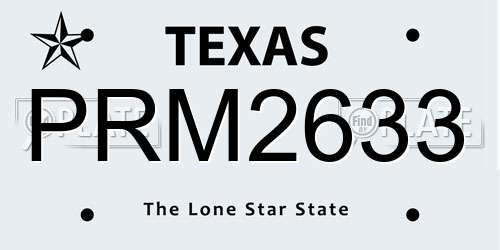 PRM2633 Texas License Plate