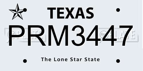 PRM3447 Texas License Plate