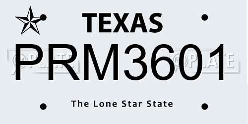 PRM3601 Texas License Plate