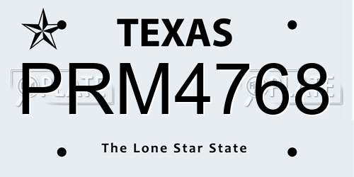 PRM4768 Texas License Plate