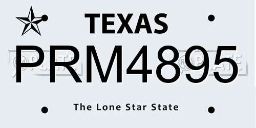 PRM4895 Texas License Plate