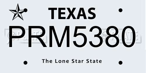 PRM5380 Texas License Plate
