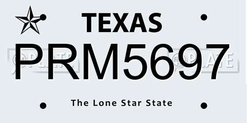 PRM5697 Texas License Plate