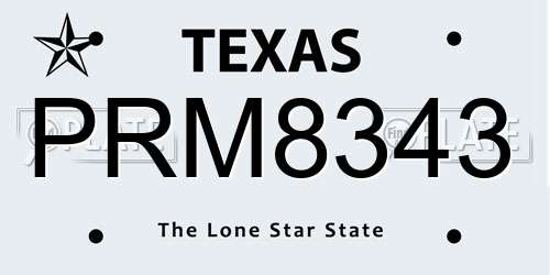 PRM8343 Texas License Plate