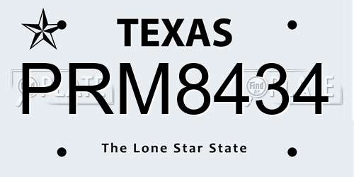 PRM8434 Texas License Plate