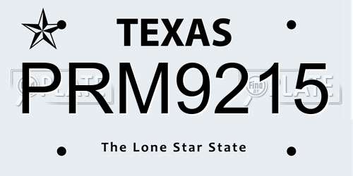 PRM9215 Texas License Plate