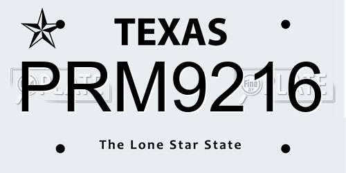 PRM9216 Texas License Plate