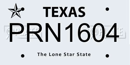 PRN1604 Texas License Plate