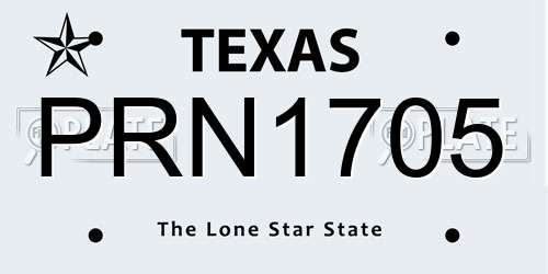 PRN1705 Texas License Plate