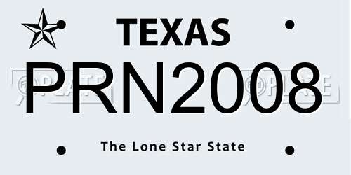 PRN2008 Texas License Plate
