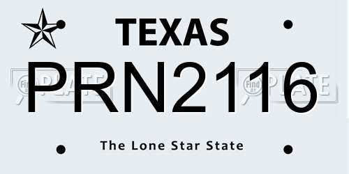 PRN2116 Texas License Plate