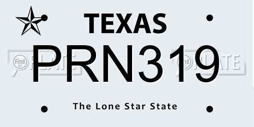PRN319 Texas License Plate