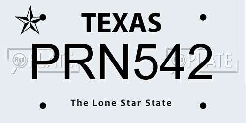 PRN542 Texas License Plate