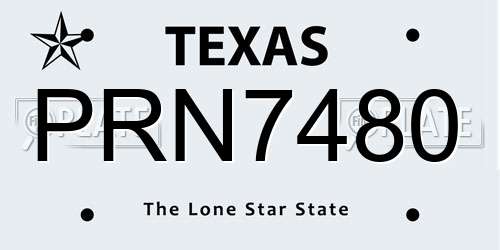 PRN7480 Texas License Plate