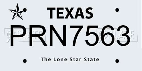 PRN7563 Texas License Plate