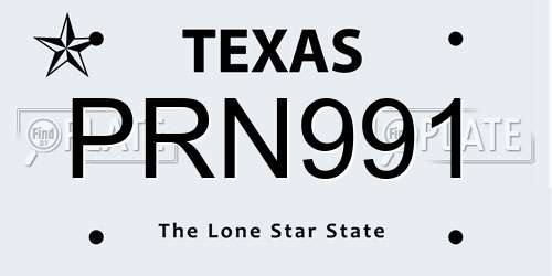 PRN991 Texas License Plate