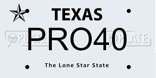 PRO40 Texas License Plate