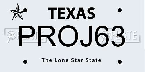 PROJ63 Texas License Plate