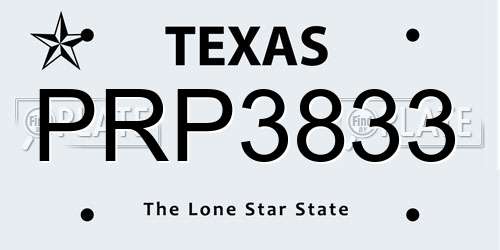 PRP3833 Texas License Plate
