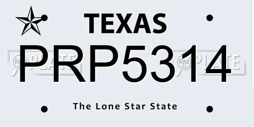 PRP5314 Texas License Plate