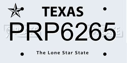 PRP6265 Texas License Plate