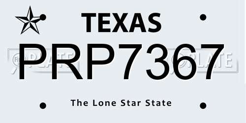 PRP7367 Texas License Plate