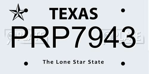 PRP7943 Texas License Plate