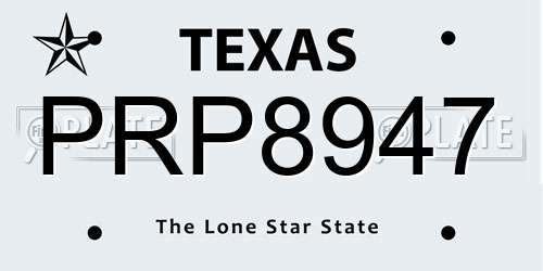 PRP8947 Texas License Plate