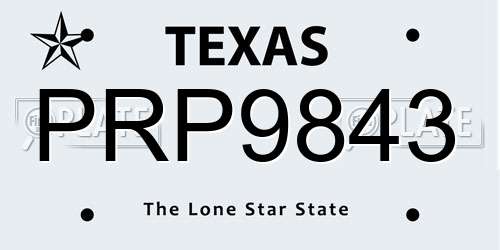 PRP9843 Texas License Plate
