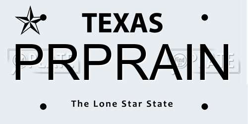 PRPRAIN Texas License Plate