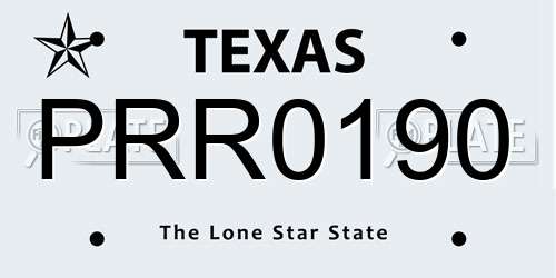 PRR0190 Texas License Plate