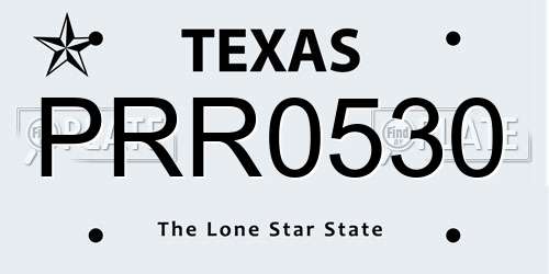 PRR0530 Texas License Plate