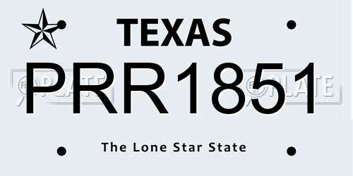 PRR1851 Texas License Plate