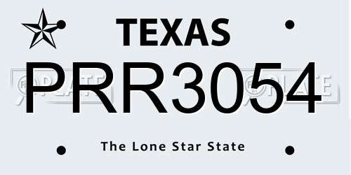 PRR3054 Texas License Plate