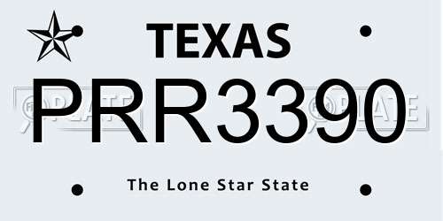 PRR3390 Texas License Plate