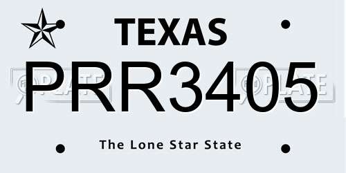 PRR3405 Texas License Plate