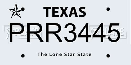 PRR3445 Texas License Plate