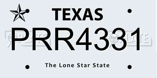 PRR4331 Texas License Plate
