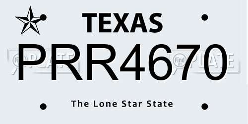 PRR4670 Texas License Plate
