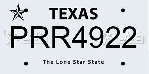 PRR4922 Texas License Plate