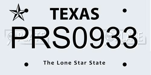 PRS0933 Texas License Plate