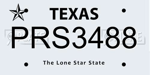 PRS3488 Texas License Plate
