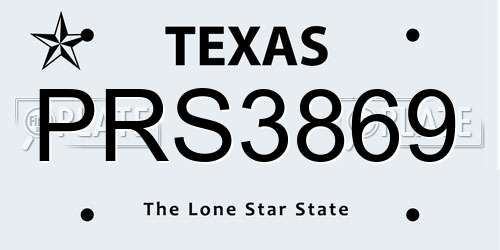 PRS3869 Texas License Plate