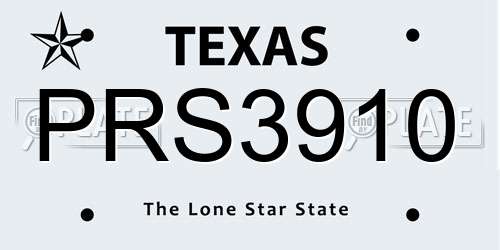 PRS3910 Texas License Plate