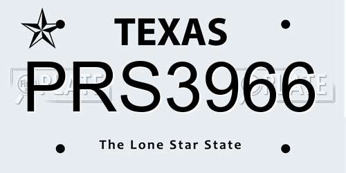 PRS3966 Texas License Plate