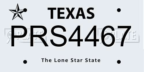 PRS4467 Texas License Plate