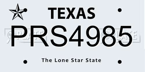 PRS4985 Texas License Plate