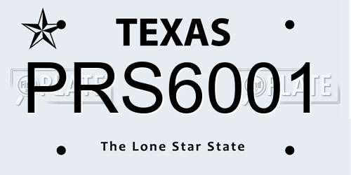 PRS6001 Texas License Plate